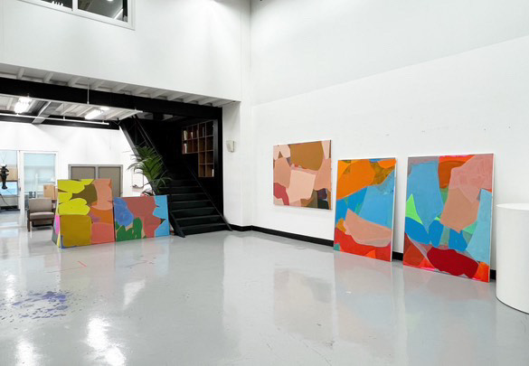 Hyun Sun Jo Seoul studio with paintings, 2023